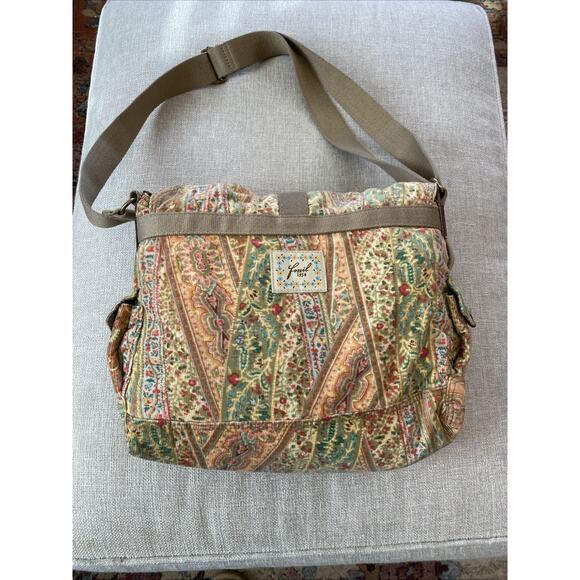 Vintage Y2K Fossil 1954 Paisley Floral Corduroy Crossbody Boho Purse Bag - Picture 3 of 13